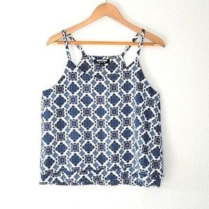 FASHION UNION Blue Black White Flowy Layered Tank Top size S